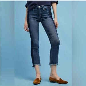 McGuire Vintage Mid-Rise Cropped Raw Hem Two Tone Jeans